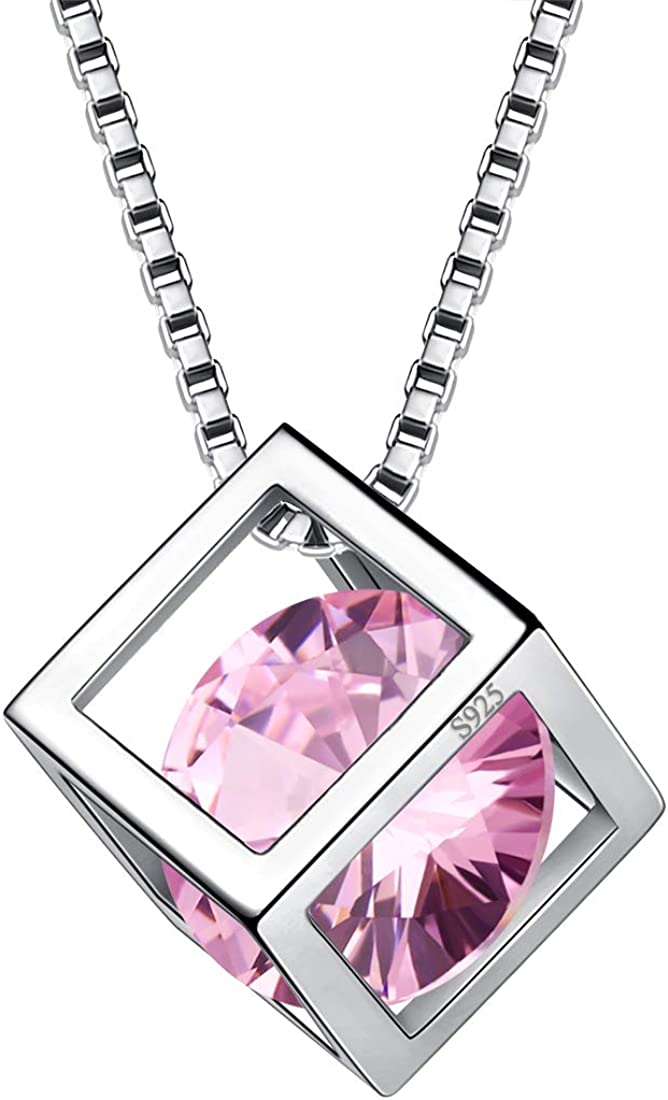 230816064904900_1 Birthstone Necklace/Earring 925 Sterling Silver Women Cross/3D Cube/Cresent Moon Birth Stone Jewelry Mens Birthday Gift Anniversary Present - Image 1
